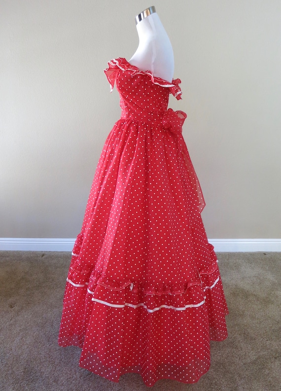 Red Polkadot Gunne Sax Gown, vintage prom dress - image 4