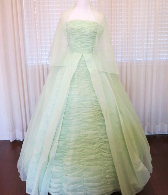 Mint Green Chiffon Vintage Ball Gown Vintage Prom Dress Etsy
