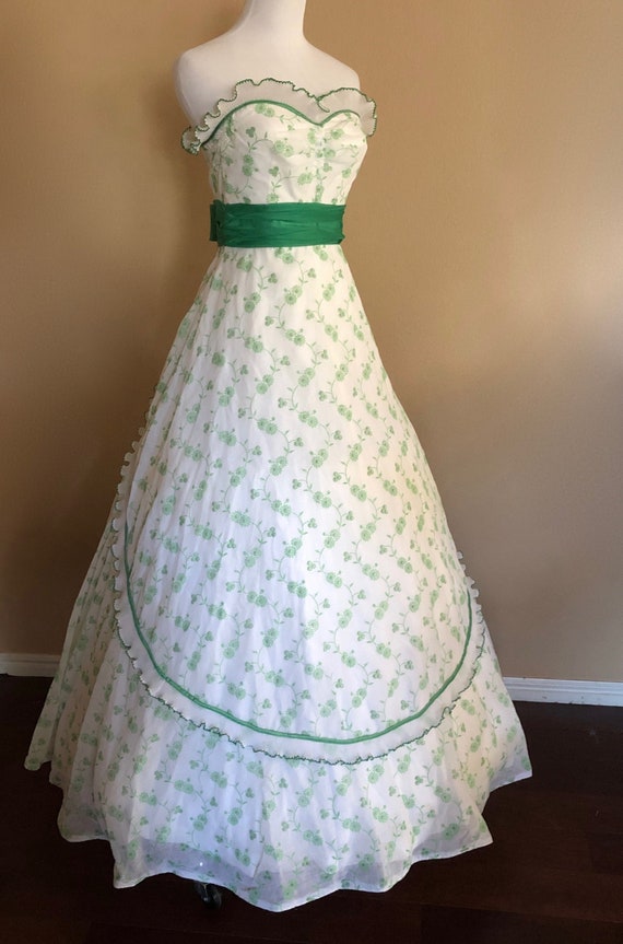 Vintage Prom Dress, Garden Party Dress (waist - 2… - image 2