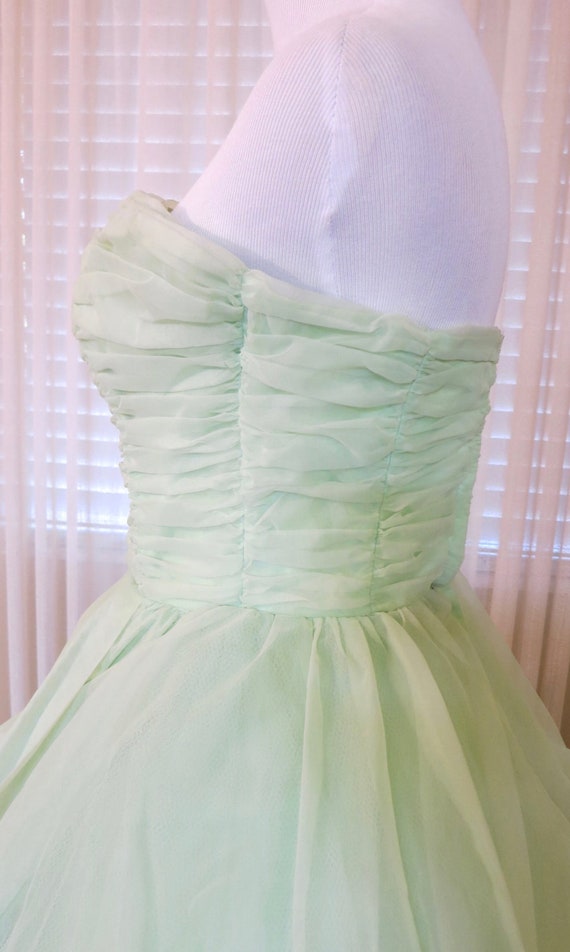 Mint Green Chiffon Vintage Ball Gown, Vintage Pro… - image 8