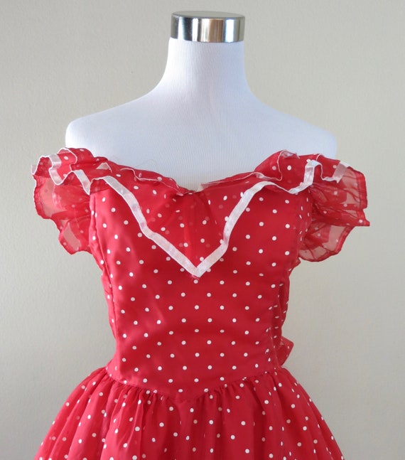 Red Polkadot Gunne Sax Gown, vintage prom dress - image 7