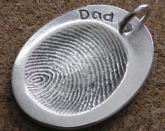 Silver Fingerprint Oval Charm