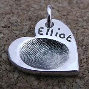 Silver Fingerprint Heart Charm