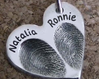 Double Fingerprint Heart Pendant