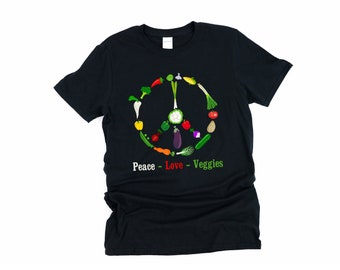 Vegetais do amor da paz, camisa vegetariana, camisa vegana, amante vegetariano, amor gastronômico, camisetas da paz, vegetais, camiseta vegana, camiseta vegetariana