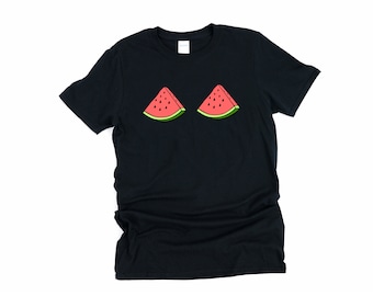 Peitos de melancia, camisa de melancia, camisa de boob, biquíni de melancia, melancia, biquíni, peito de frutas, mulheres de biquíni, peitos de frutas, peitos