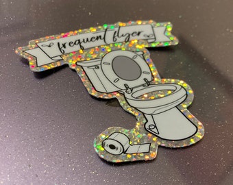 Frequent Flyer glitter holo toilet sticker