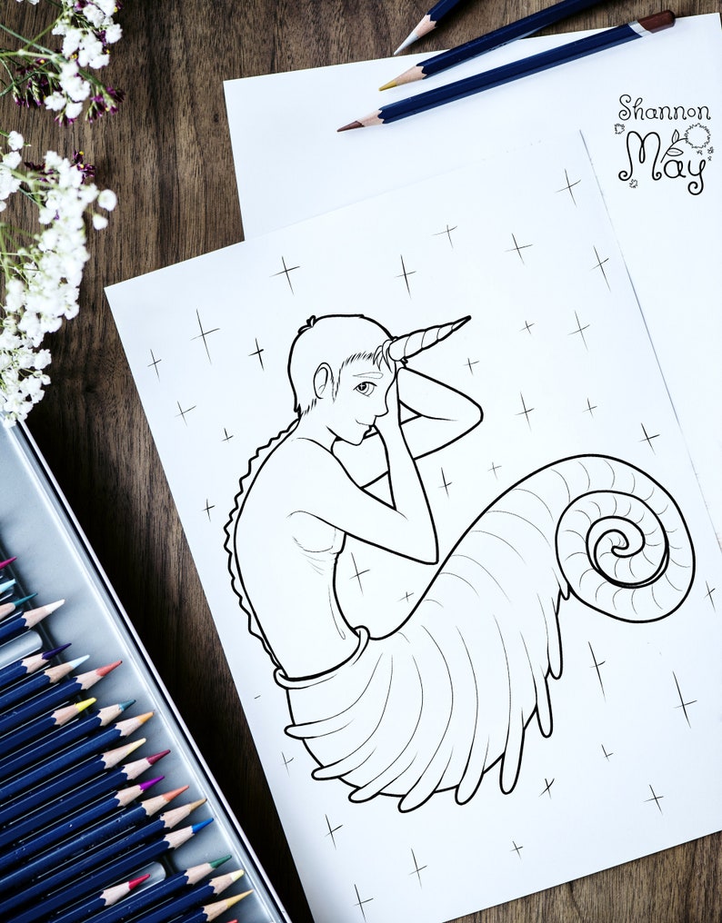 Unicorn Seahorse Coloring Pages - Super Kins Author