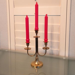 Vintage Brass 3-Light Candelabra: Solid Brass Taper Candle Holder, Made in India