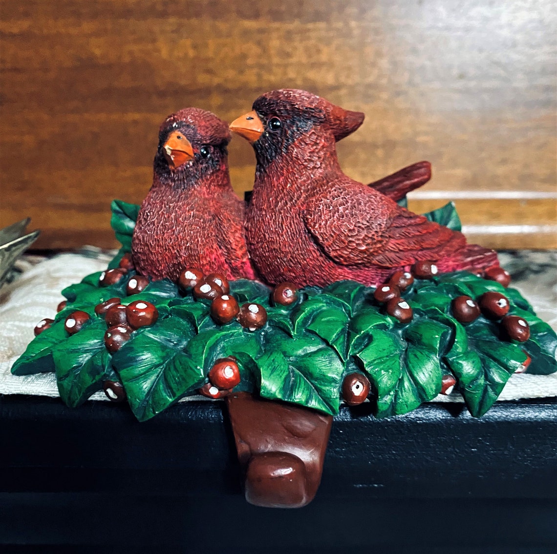 Vintage Christmas Holiday Cardinals stocking holder hanger Red Etsy