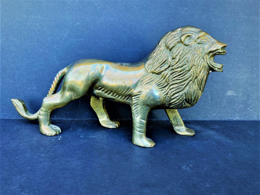 Vintage Solid Brass Roaring Lion: Mid-century Decor - Etsy