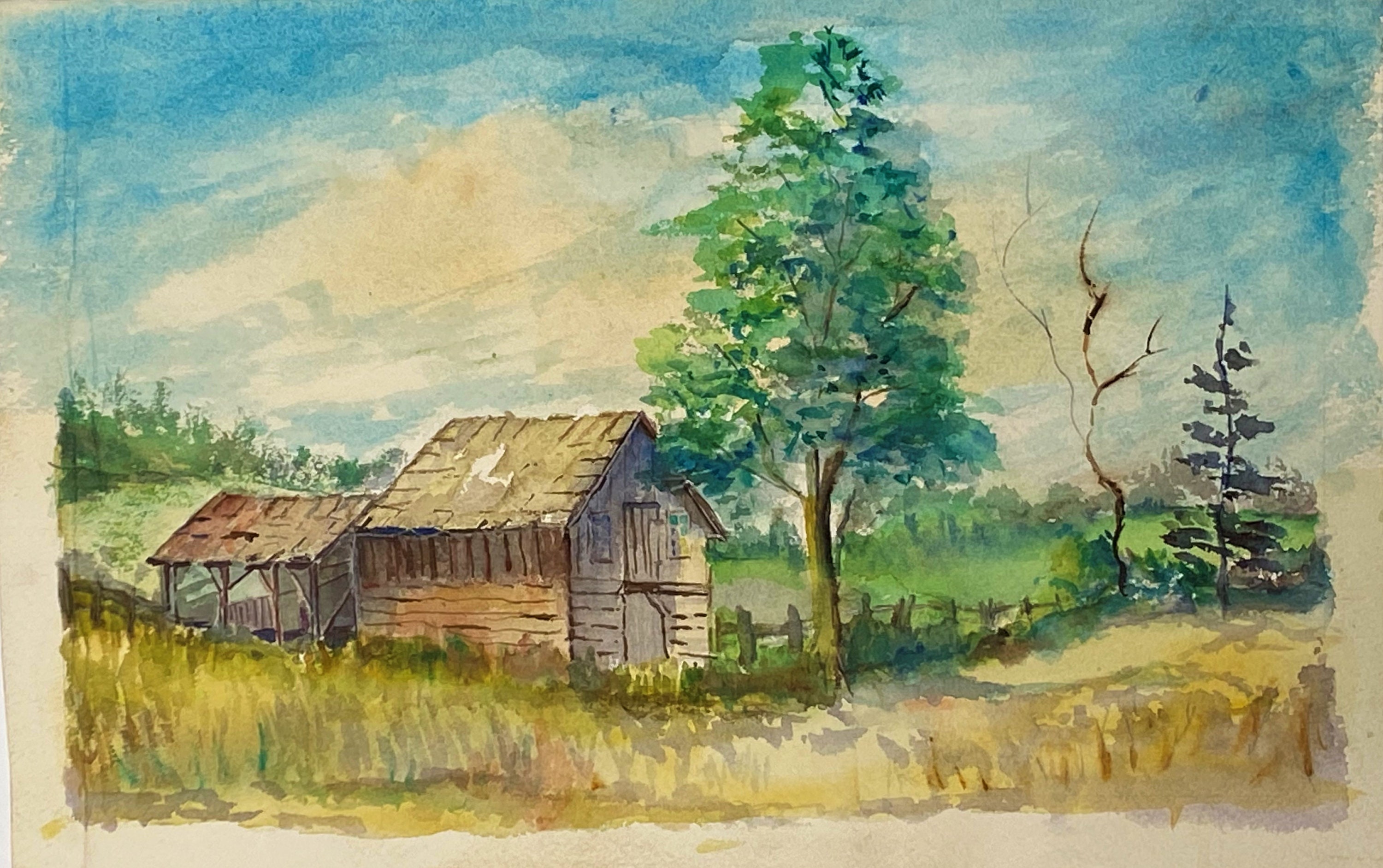 Vintage Original Watercolors Landscape Painting Artist