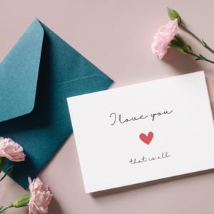Ich liebe dich, alles Karte - süße druckbare Karte, Herunterladbare Sentimental Karte, Romantische Karte, Karte für Mann, Freund, Karte für den Besten Freund