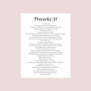 PRINTABLE - Proverbs 31:10-31 - Description of a Godly Woman, Scripture for Women and Girls, Biblical Woman, Printout of Proverbs 31, Decor