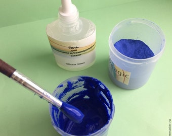 Hold agent for hot and cold enamel. Liquid gel for Enamelling Powder. Medium for enamel.