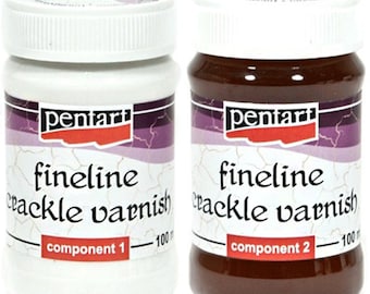 Pentart Crackle Medium, Barniz FINELINE para pequeñas grietas Bicomponente 20/50/100 ml Set