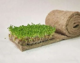 Flax Fibre Growing Mat Pad for Microgreens, 100% Natural Linen fiber,  2 pcs, 25cm X 50cm (10 X 20inch)