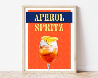 Cuadro decorativo de Aperol Spritz con vaso medio lleno