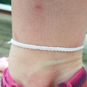 White Mini Braid Ankle Bracelet