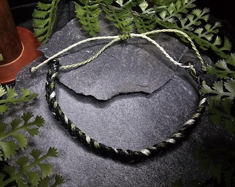Forest Green Essential Anklet | Minimal Woodland Nature Witch Jewelry | Adjustable Woven Cord Bracelet | Pagan Witchcraft Wiccan Jewelry