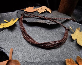 Autumn Brown Woven Bracelet | Fall Layering Jewelry | Adjustable Waxed Waterproof | Witchy Festival Mabon Accessory