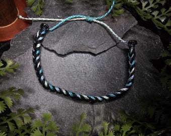 Braided Blue, Green, Black Anklet | Mermaid Sea Witch Jewelry | Adjustable Beach Festival | Woven Pagan Witchcraft Ankle Bracelet
