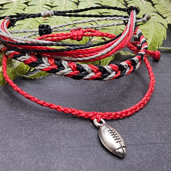 Ohio State University Buckeyes Team Spirit friendship waxed woven bracelet Style Pack / gift for football fan