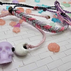 Whimsigoth Style Pack | kawaii pastel gothic waterproof cord friendship bracelet set | Halloween charm jewelry bracelet