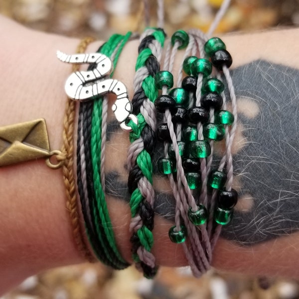 Green and Black Magical Bracelet Style Pack | movie cartoon charm | snake charm bracelet | witch wizard jewelry | magical creatures