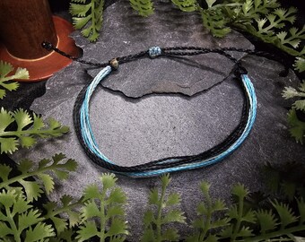 Woven Blue, Green, Black Anklet | Mermaid Sea Witch Jewelry | Adjustable Beach Festival | Pagan Witchcraft Ankle Bracelet