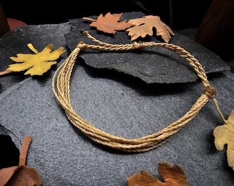 Autumn Straw Woven Bracelet | Fall Layering Jewelry | Adjustable Waxed Waterproof | Witchy Festival Mabon Accessory