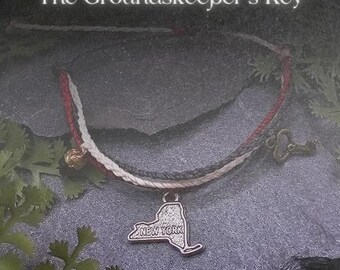 Sleepy Hollow Garnet Bracelet: Antique Key Charm, Gothic Halloween Jewelry