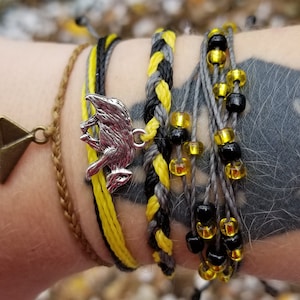 Yellow and Black Magical Bracelet Style Pack | witch wizard jewelry | magical creature jewelry | movie cartoon charm | badger charm bracelet