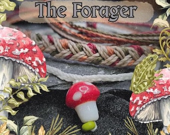 The Forager | Cottagecore Mushroom Charm Bracelet Set • Woven Handmade Autumn Cord Bracelets • Fairycore / Woodland Jewelry