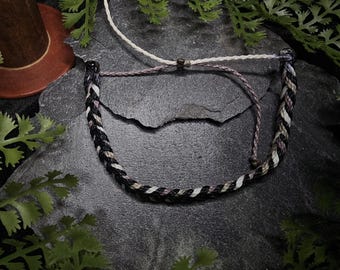 Braided Anklet: Black, Grey & Purple Woven Cord - Adjustable Waterproof Jewelry