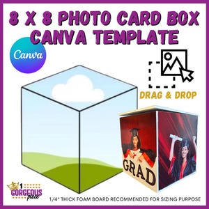 Plantilla de Canva para caja de cartón de 8 x 8, plantilla editable de Canva, diseño de caja de cartón editable