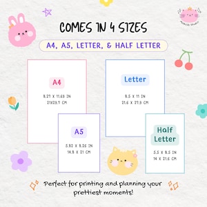 Cute Daily Planner PDF, Printable Digital Planner A4 A5 Letter Sizes, Kawaii Goodnotes Planner, Pink & White with Cute Graphic Decorations image 6
