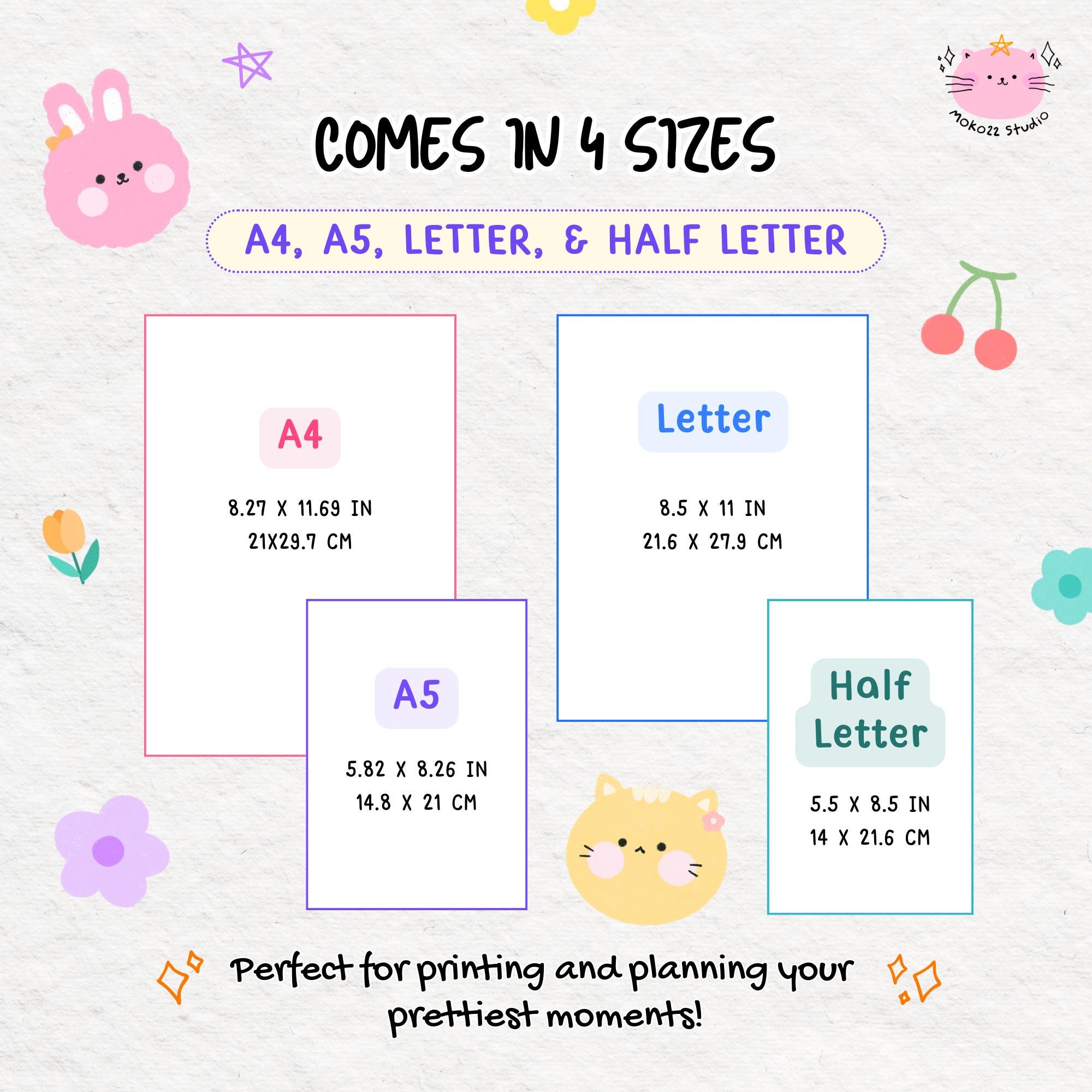 Cute Daily Planner PDF, Printable Digital Planner A4 A5 Letter Sizes ...