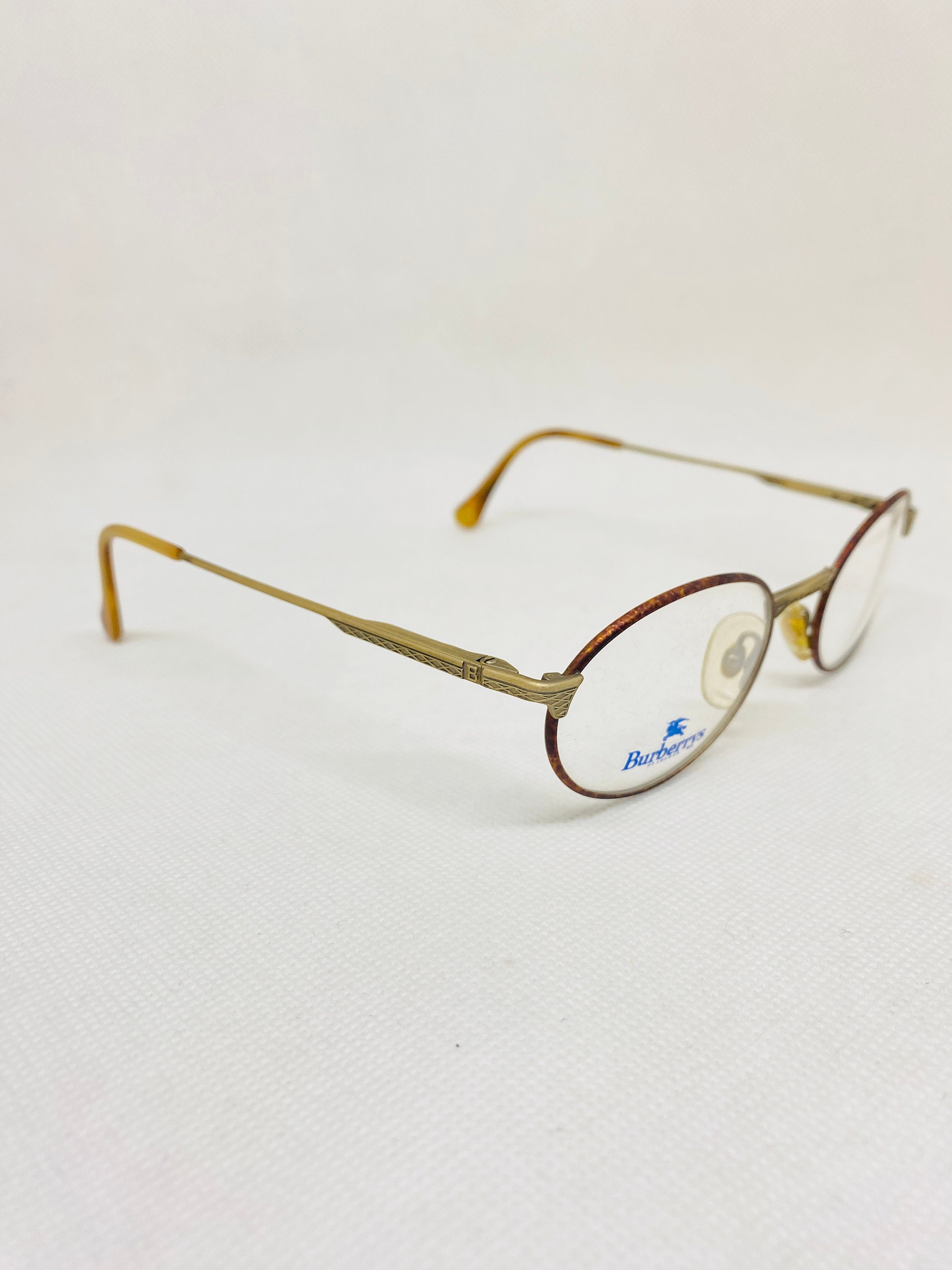 BURBERRY Vintage Gold Frame Oval Sunglasses Check Oval Sunglasses in Antique yellow - Children  main image 3