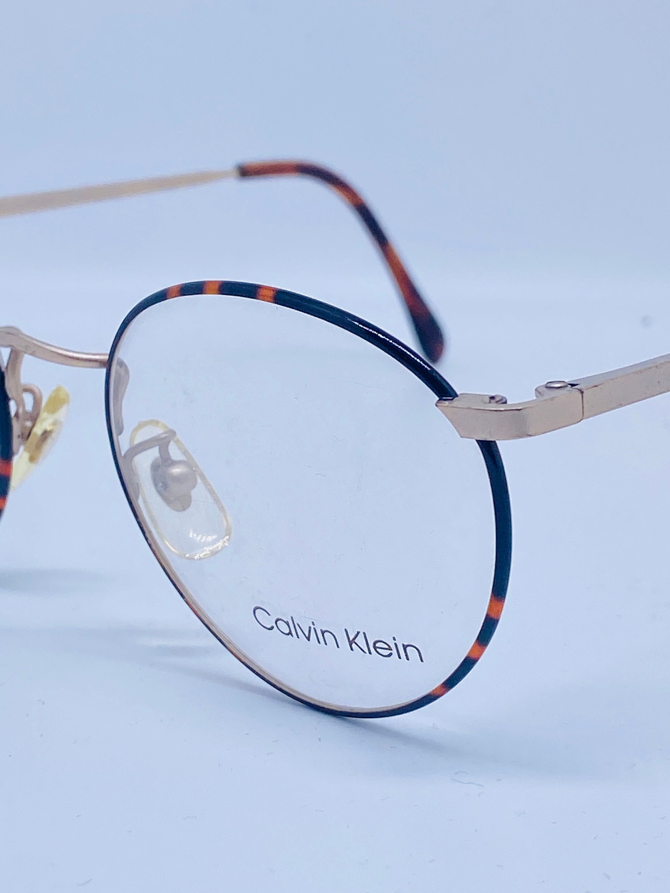 Calvin‎ Klein CK 203 522 140 Gold Tortoise Round Eyeglasses Frames Italy Vintage CALVIN KLEIN Ck 203 522 49 20 140 Vintage Glasses DEADSTOCK  main image 3