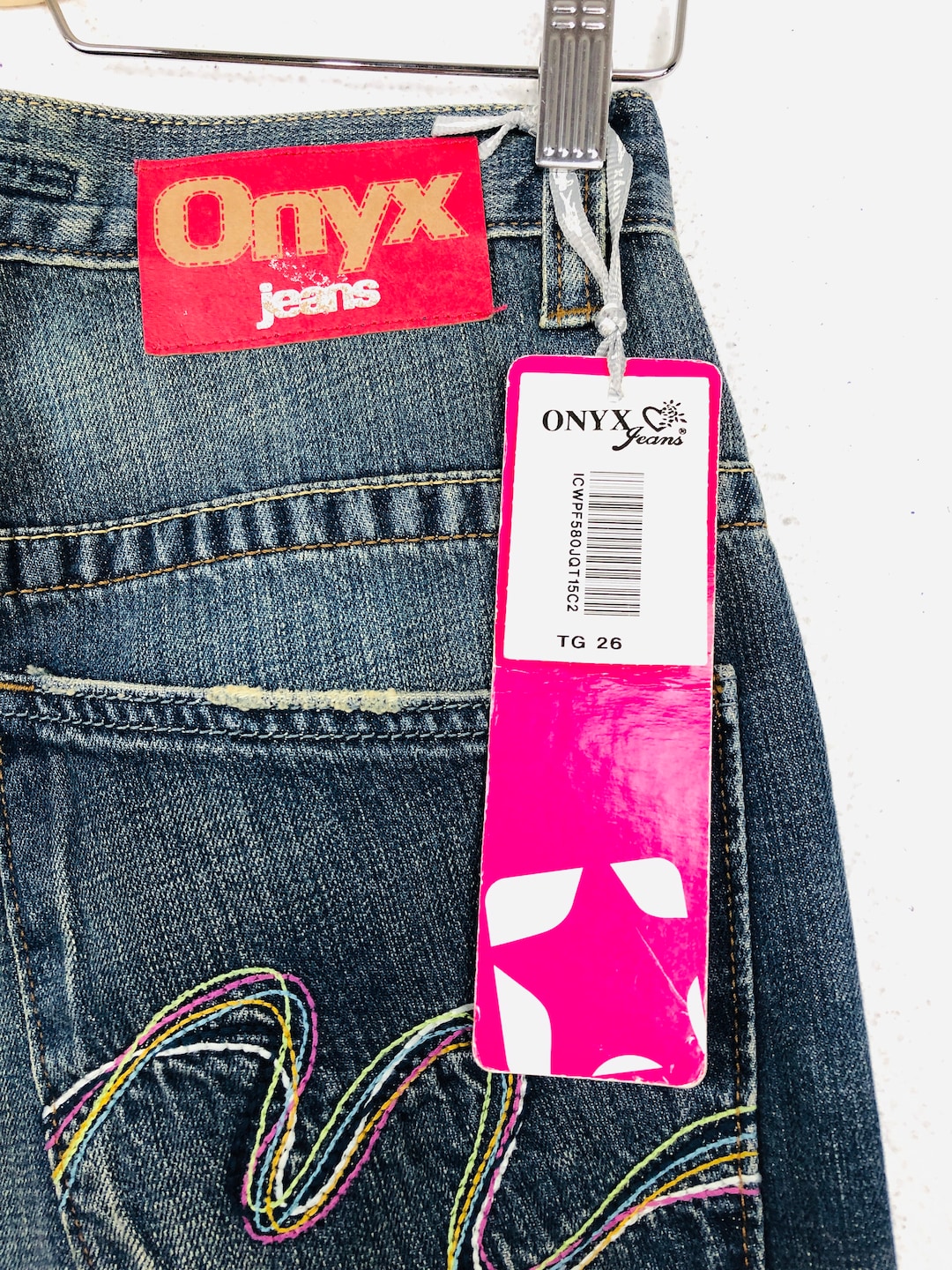 Ceinture ONYX Jeans Vintage En Cuir Vert - Taille 68/76 Cm, Occasion Authentique
