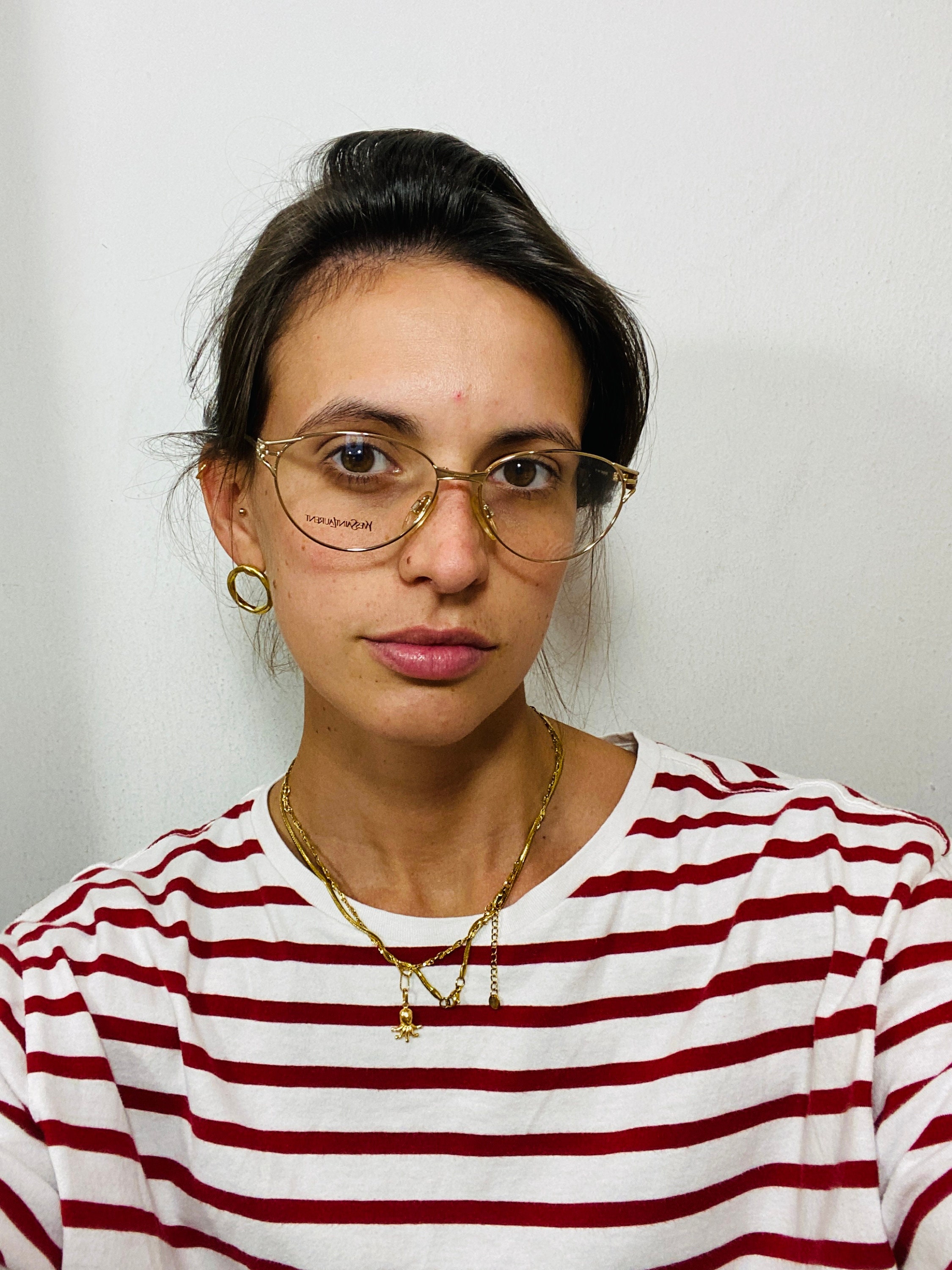 90s Yves Saint Laurent 水玉 デカ襟 ブラウス N803 90s Yves Saint Laurent 水玉 デカ襟 ブラウス N803