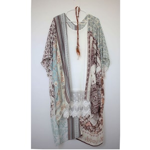 Kimono, Pastel Patchwork Boho Women Kimono Cardigan for her