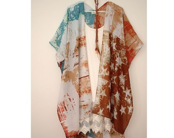 Boho USA July 4 American Flag Kimono