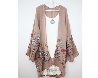 Beautiful Summer Floral Embroidery Kimono Jacket