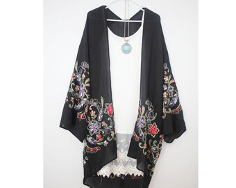 Hermoso Floral Bordado Cardigan Etsy España