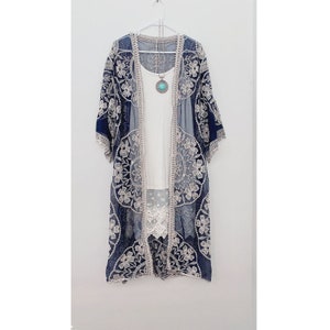 Navy Blue Lace Kimono