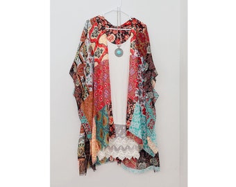 summer kimono airy lightweight jacket for beach coverup mint red boho