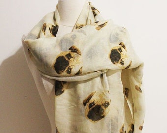 Pug Dog Infinity Scarf Made in USA by City Dogs