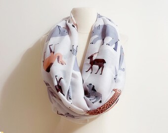 Neck scarf with rhino ceon for newborn babies and small children scarf with fringe and rhino button scarf with animal motif scarf with hashorn